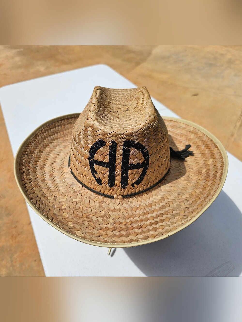 Vintage Straw Hat Monogramed "HA" Made In Mexico